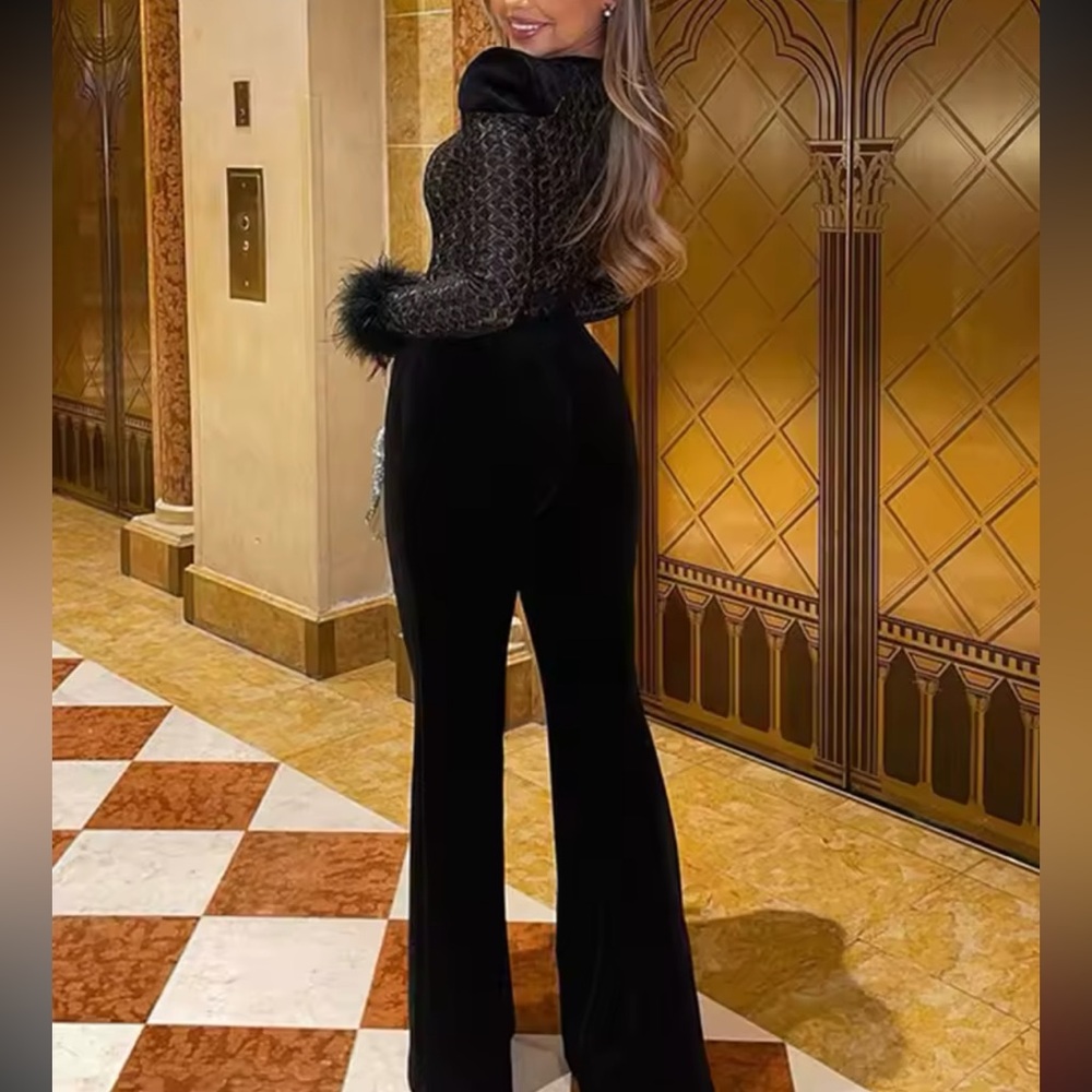 🎉Stand out Feather Belt Bodycon Jumpsuit Size S thru XXL - Picture 12 of 16